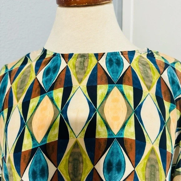 Zara Multicolored Round Neck Bohemian Printed Open Back Tied Top Sz M - Picture 11 of 15